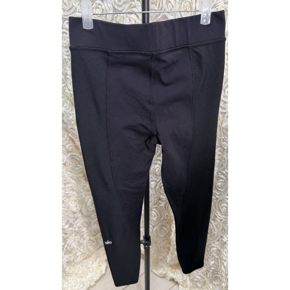 Alo Yoga Alosoft High-Waist Head Start Leggings Black Ribbed Size S EUC - Picture 2 of 5
